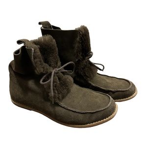 EMU leather and fur brown ankle boots size 7!!